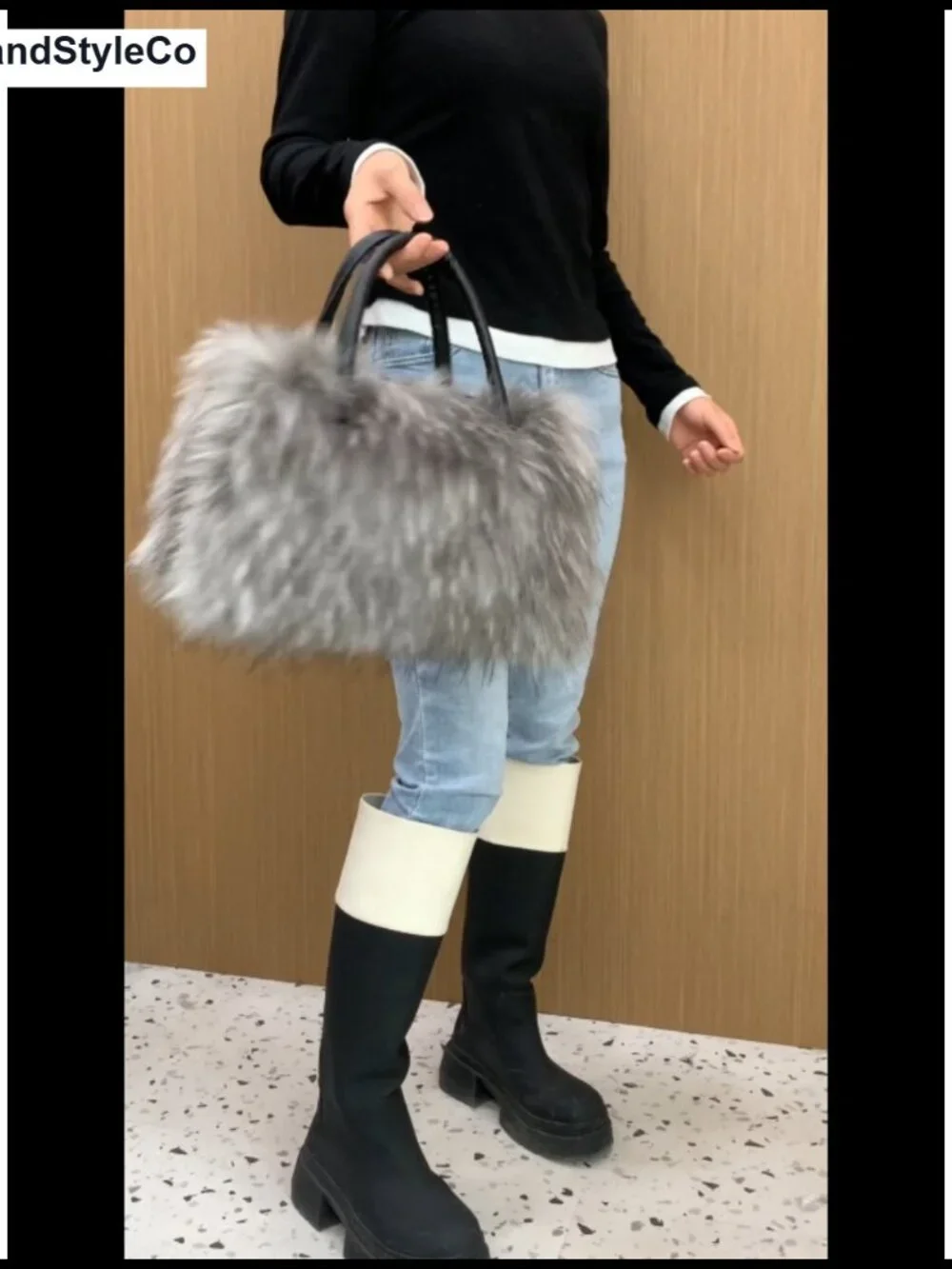 Faux Fur Hobo Bag Women Fuzzy Shoulder Purse Y2K Winter Makeup Travel Gift